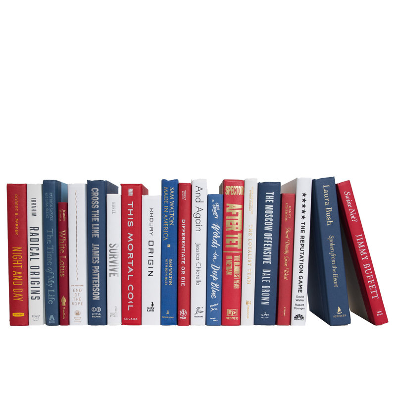Livres décoratifs - Livres américains - Livres rouges et bleus au pied
