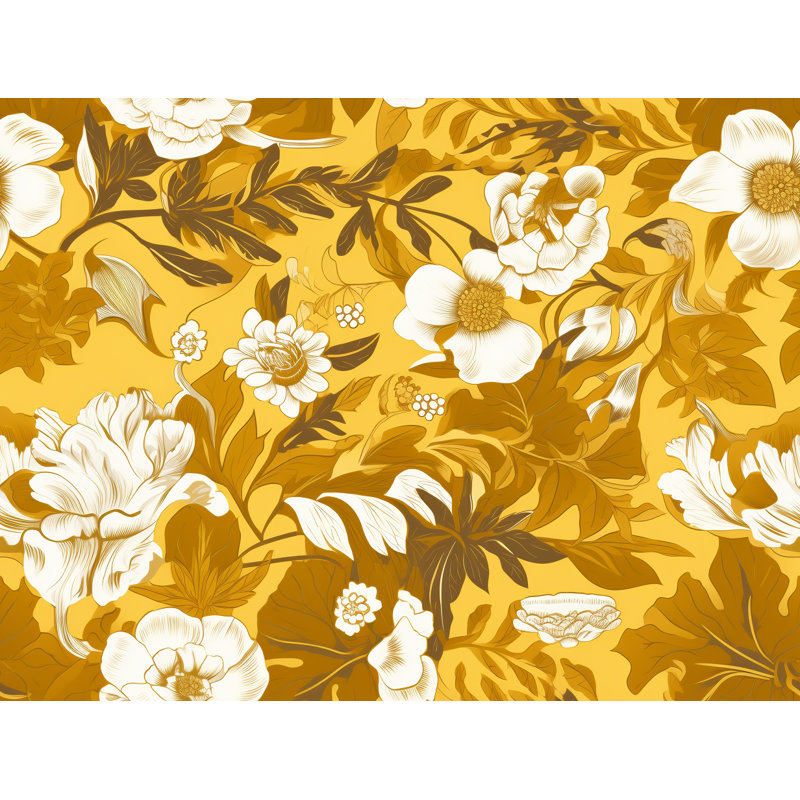 Machine Printed Comforter, Twin Comforter, Gold/White Floral