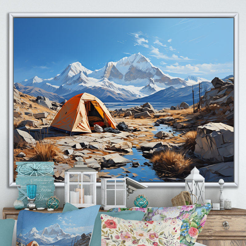 Mountain Mountain Solitude 2 - Art mural de voyage en camping, Cadre flottant blanc, H 30 po x l 40 po x P 1,5 po