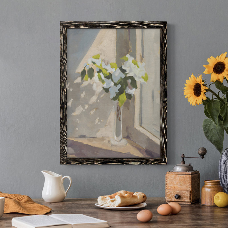 Window Bouquet I - Peinture sur toile encadrée, H 20 po x l 17 po x P 1 po, Noir