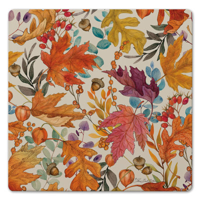 Red Barrel Studio® Autumn Colours Decorative Cork Backed Stone Trivet 8" Square