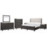 Wilmot California King Upholstered Panel Storage Bed 2 Nightstands Drawer Dresser With Landscape Mirror And Drawer Chest