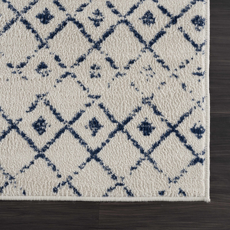 Dounia Transitional Performance Blue Area Rug, Rectangle 9' x 12'