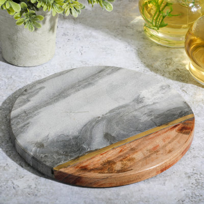 Wood, Brass and Marble Trivet