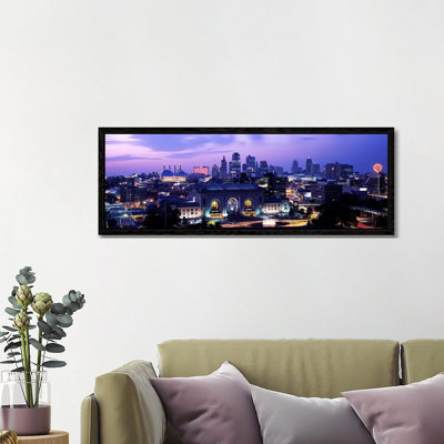 Union Station At Sunset With City Skyline In BackgroundKansas City, Missouri, USA by Panoramic Images - Floater Frame Panoramic Gallery-Wrapped Canvas Giclée on Canvas