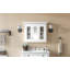  Armoire de salle de bain 35 "avec miroir, armoire de salle de bain murale avec 5 tablettes réglables et portes en verre, blanc