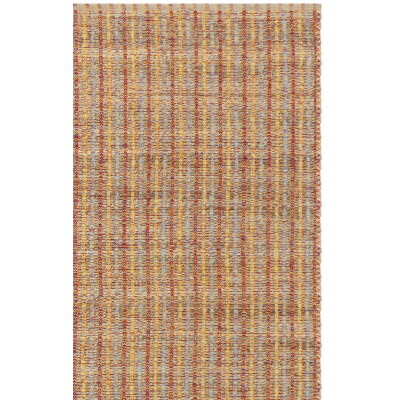 Tapis rayé beige / rouille en jute tissé à la main Abhay, Rectangle 5 pi x 8 pi