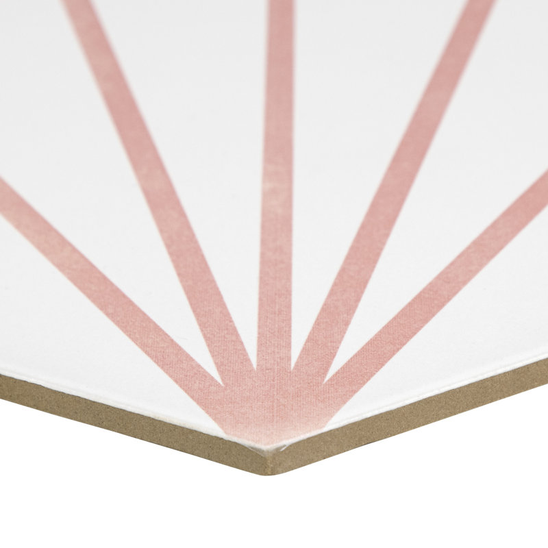 Rayon de soleil hexagonal gris foncé, Rose clair