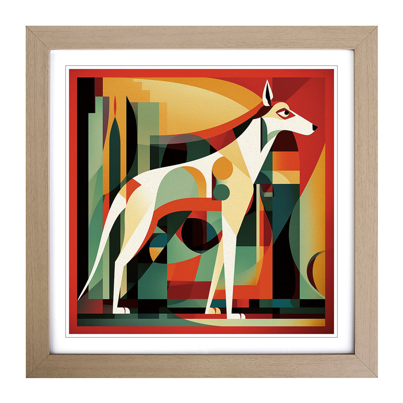 Greyhound Dog Constructivism No.1 - Framed Print, Oak