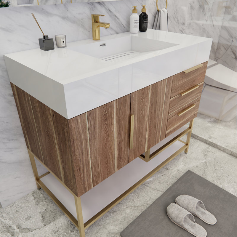 Ensemble de meuble-lavabo simple 41,5 po Glasgow, Chêne blanc foncé
