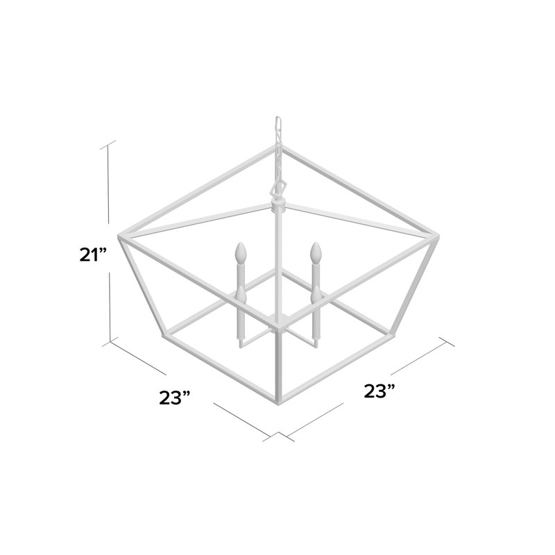 Lustre géométrique à 4 lumières Poisson, Blanc rétro, H 21 po x l 23 po x P 23 po