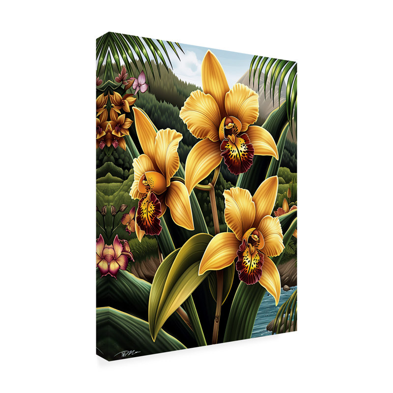 Art sur toile Momart orchidées jaunes 2, H 14 po x l 19 po