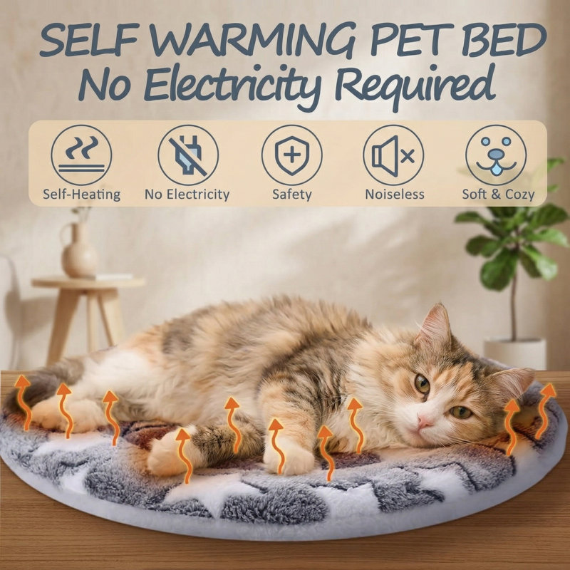 Ensemble de 2 coussins pour chat auto-chauffants, couverture de lit réversible et lavable à la machine pour chaleur et chaleur corporelle, pour grand animal et chats d'intérieur, grande étoile, 16 po