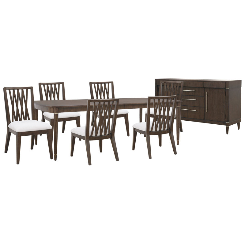 Leg Dining Table, 8 pièces: table, 6 chaises, buffet