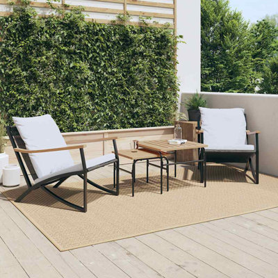 Ebern Designs 4 Piece Balcony Furniture Set With Cushions Black Steel by Ebern Designs