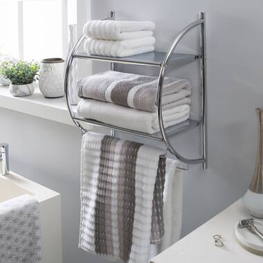 KOKOSIRI Towel Rack 24'' Bathroom Towel Shelves with Double Towel Bars  SUS304 Stainless Steel Wall Mounted Brushed Nickel B6003BR-L24 