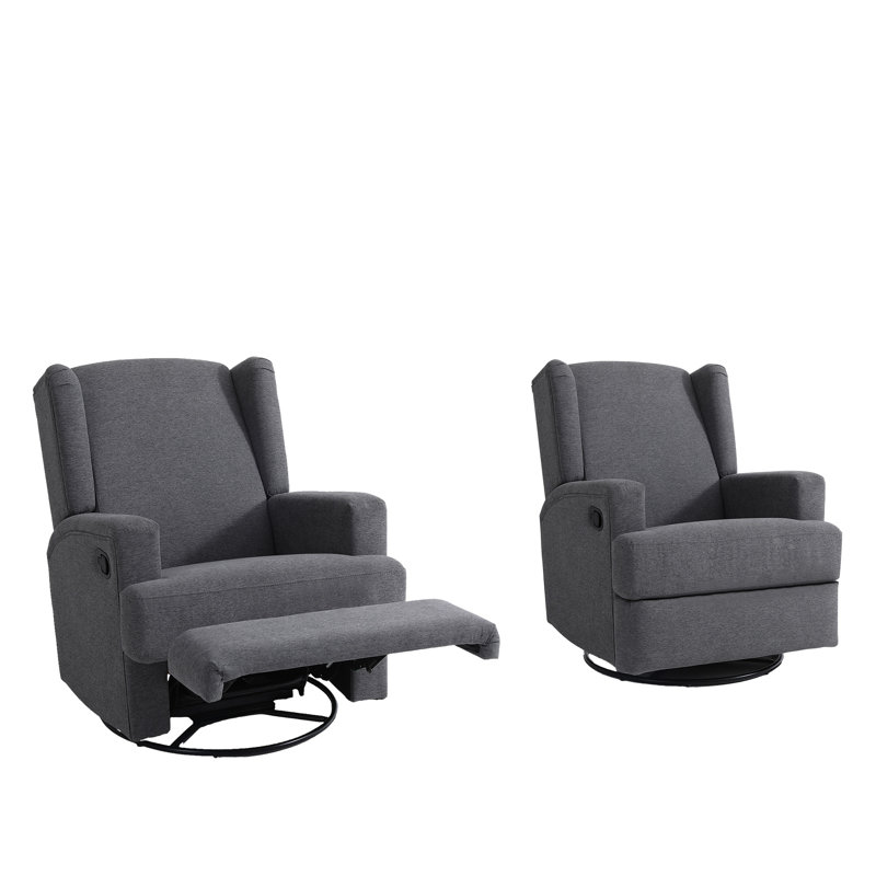 Ensemble de 2 fauteuils inclinables et oscillants rembourrés et oscillants, Gris