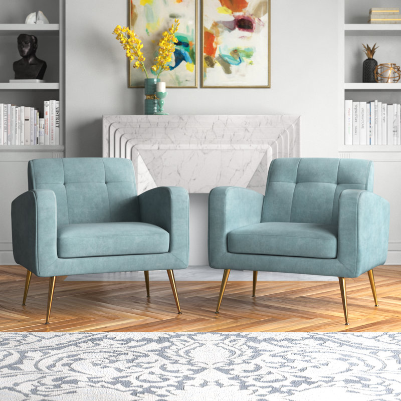Alixon 29'' Wide Tufted Armchair, Teal 100 % Polyester