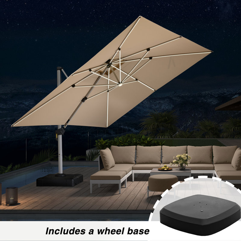 4m Square Cantilever Parasol, Beige