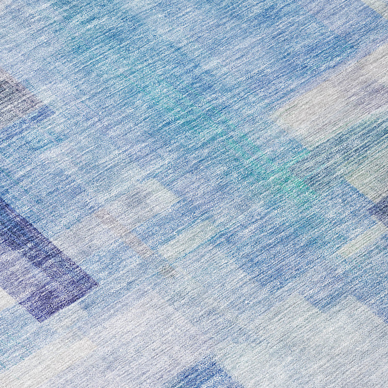 Tapis bleu intérieur / extérieur lavable à la machine Chayden ACN1067, Rectangle 10 pi x 14 pi