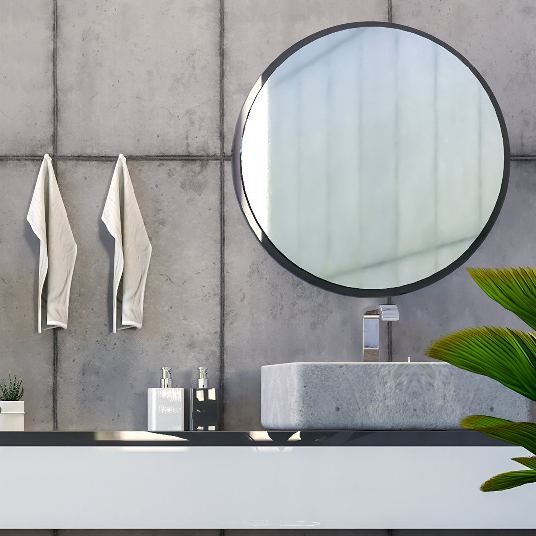 Kardinya Minimalist Black Round Bathroom Mirror