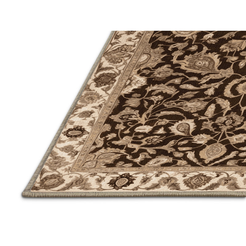 Tapis brun lavable à la machine, Rond 6 pi