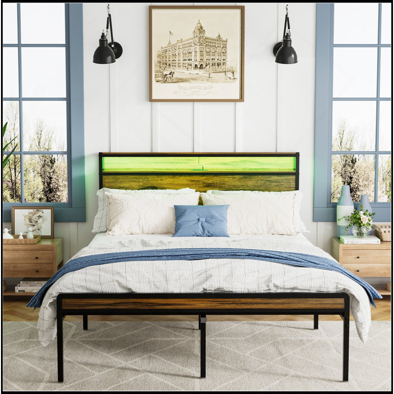 Versatile Queen Size Bed Frame With Storage And LED Lights For Enhanced Comfort