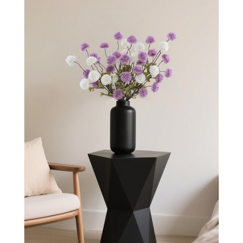 6 pièces fleurs artificielles en fausse soie pompon maman, mini boule de chrysanthème en soie avec des tiges pour les bouquets de bricolage centres de table Vase décorations de table de maison