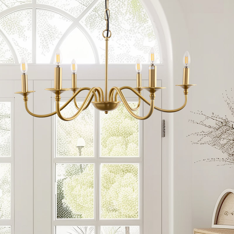 Vanmatre 6 - Light Dimmable Geometric Chandelier, Gold, 14" H x 43.3" W x 43.3" D