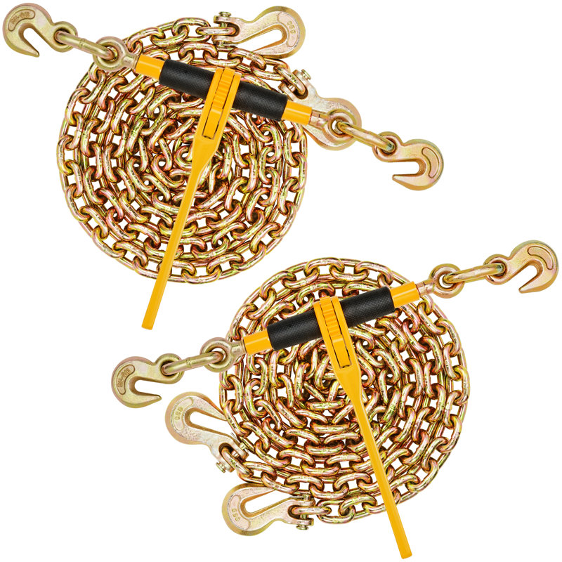 Chain and Binder Kit 3/8"-1.3 cm Ratchet Load Binder 3/8" x 10' Chain 2 Pack