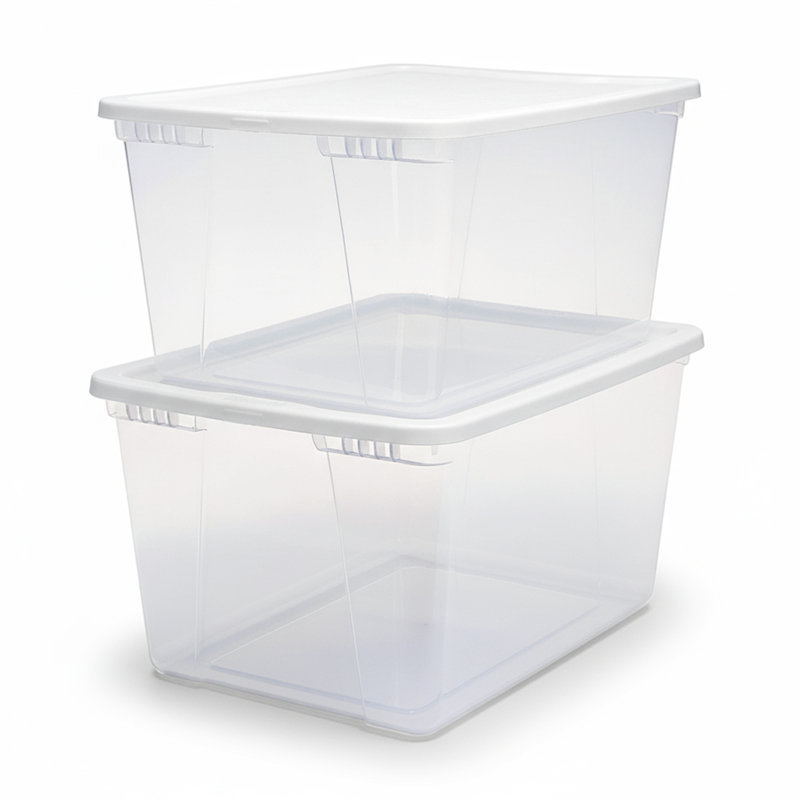 Contenant de rangement en plastique empilable Homz, Blanc, 56 pte, 2 Pack