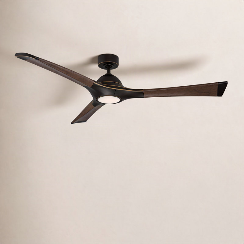Ventilateur de plafond à 3 pales Woody pour l'extérieur et l'intérieur avec ensemble d'éclairage DEL et télécommande inclus