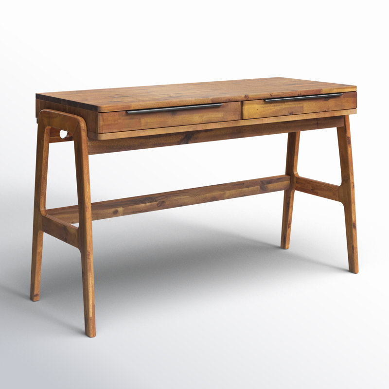 Sacario 49" Solid Acacia Wood Writing Desk with Drawers