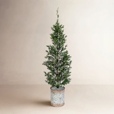 35 In. Snowy Pine Christmas Tree In Tin Pot