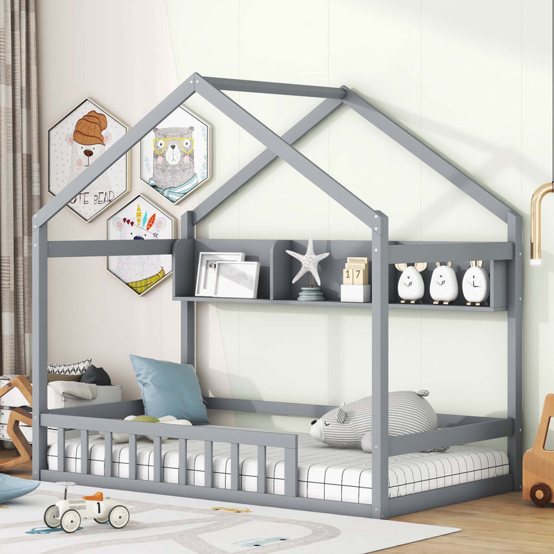Lit plateforme, Gris, Lit simple