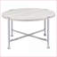 Chêne blanc Table basse ronde chromée - Centre de table minimaliste avec surface maximisée