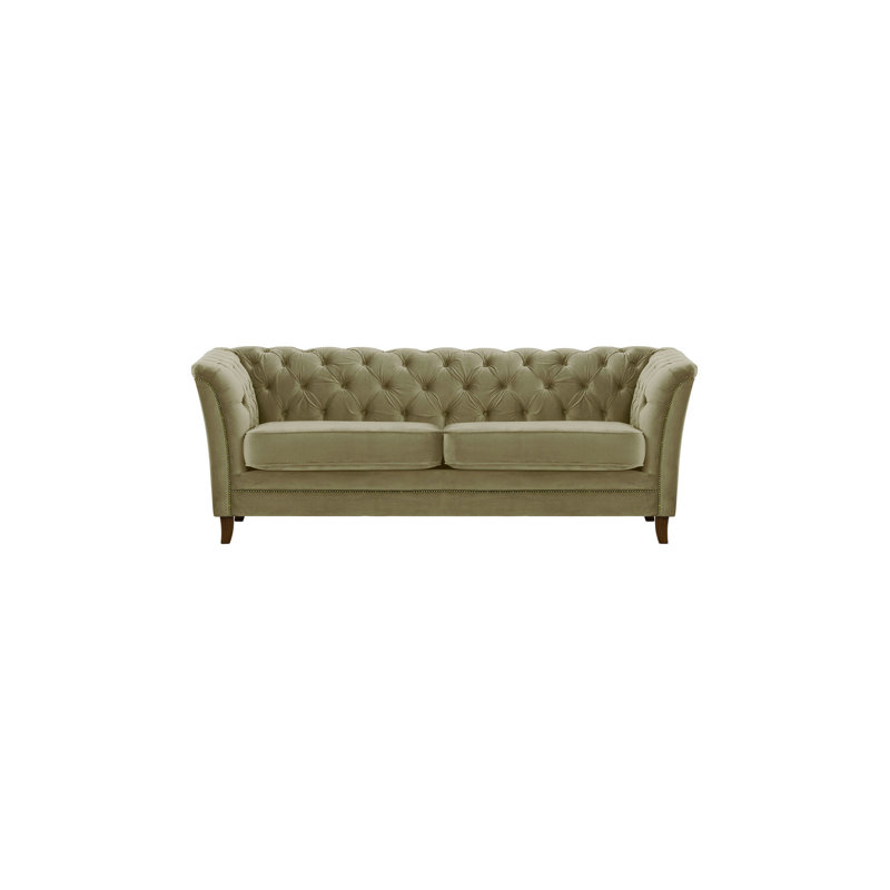 Lilo 3 Seater Velvet Sofa, Dark Oak, Beige