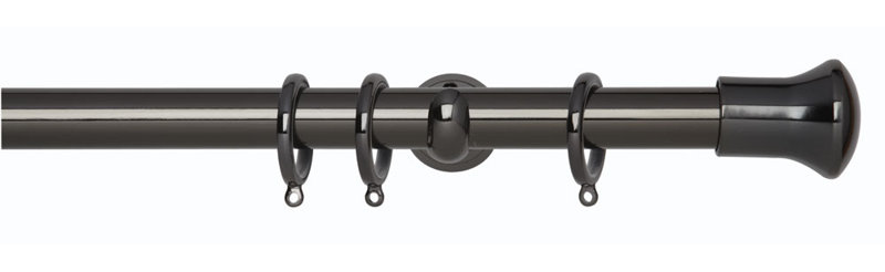 Single Curtain Pole, 3.5 cm L x 240 cm W, Black