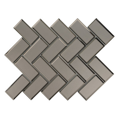 Rivella Herringbone 11 in. x 14 in. Glossy Glass Mosaic Wall Tile
