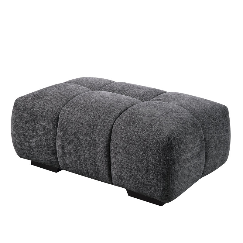 Modern Gray Chenille Ottoman