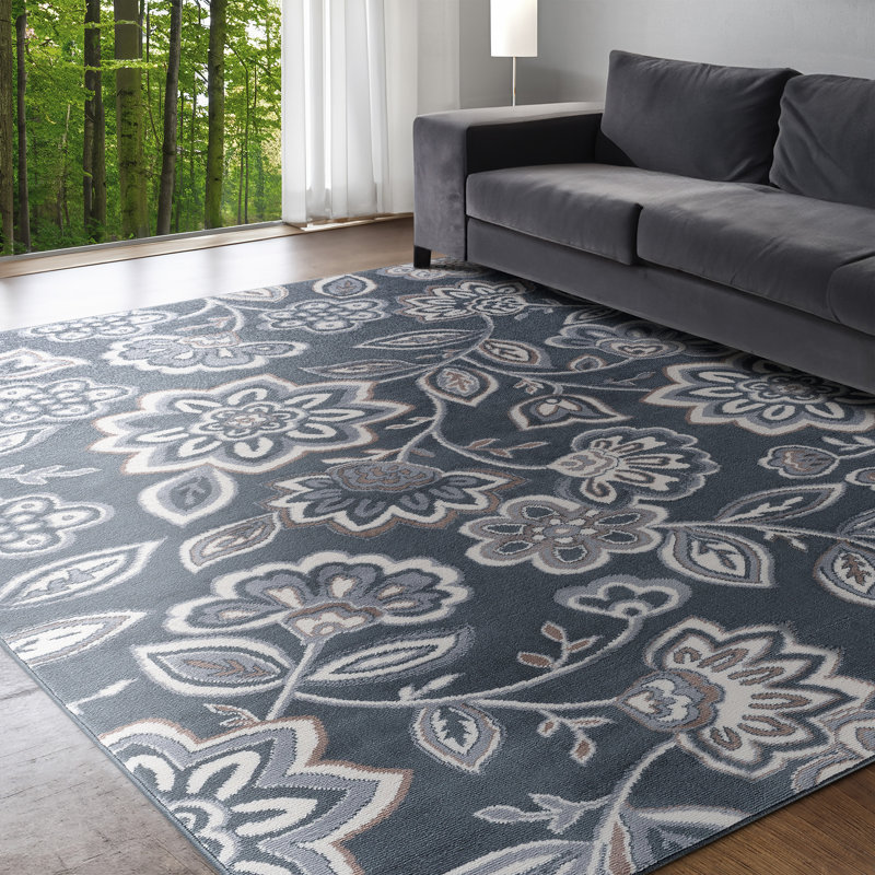 Tapis floral gris Majoros, Rectangle 7 pi 10 po x 10 pi 3 po