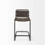 Tabouret de comptoir en cuir brun foncé avec cadre en fer-708725504-803435224