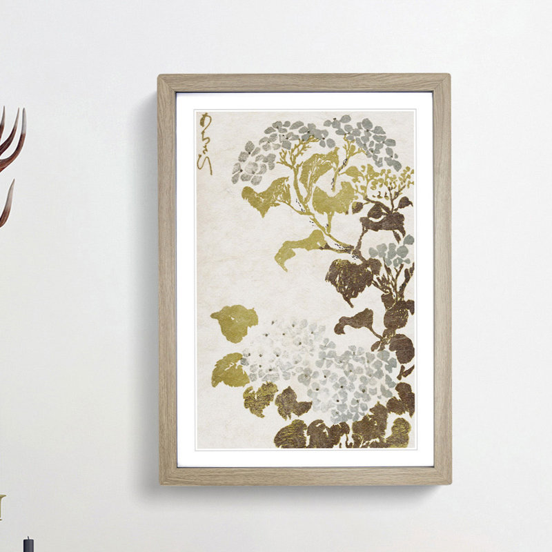 Hydrangea Flowers - Framed Print, 65cm H x 48cm W x 2cm D, Oak Framed