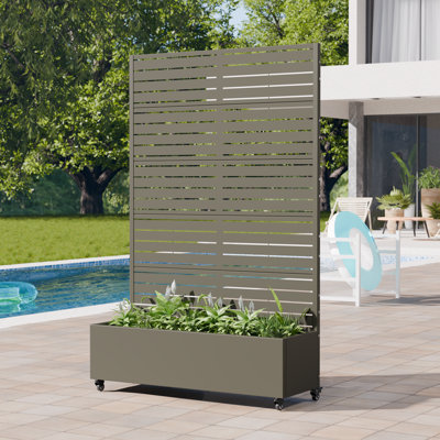 Louvered 72 x 47 in. Iron Planter Box with Trellis
