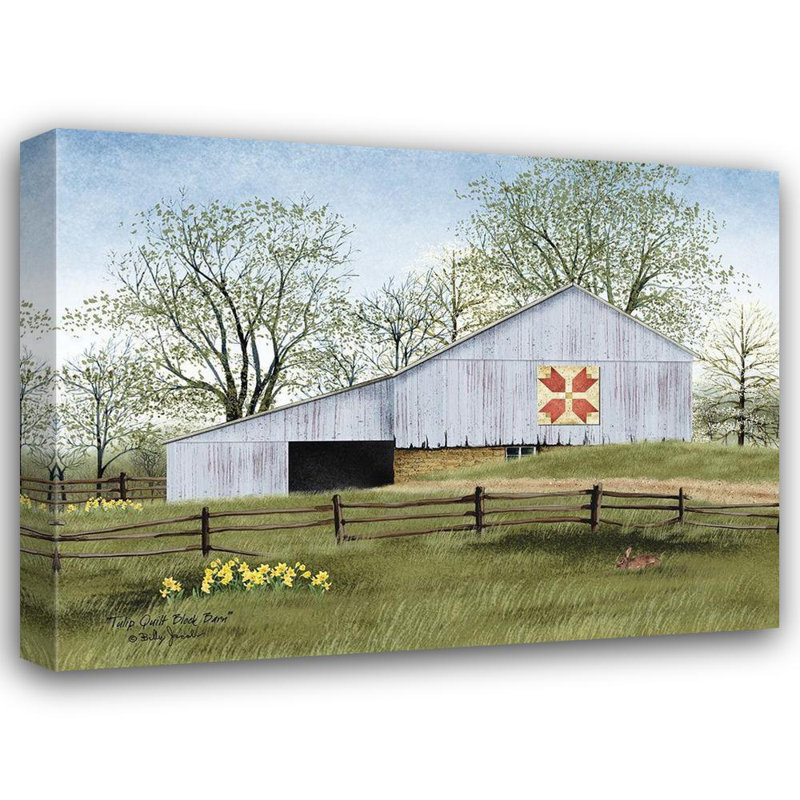 «August Grove® Jacobs, Billy Gallery», art sur toile tendue: Tulip Quilt Block Barn, H 19 po x l 24 po