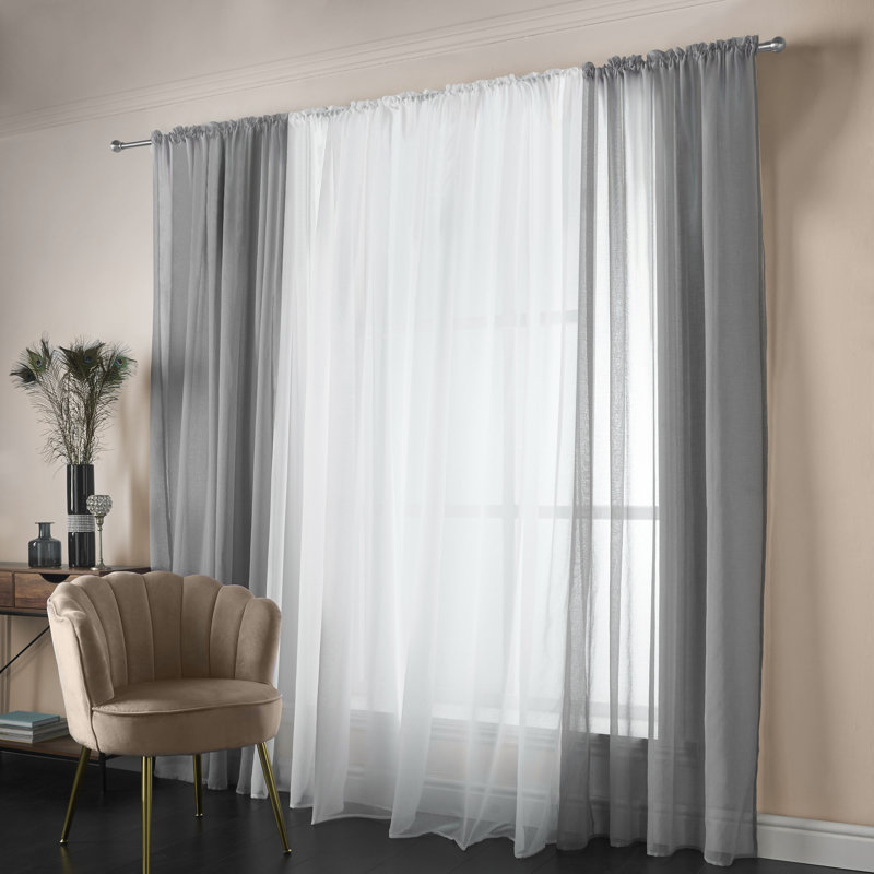 Eoin Sheer Curtain Single Panel, Silver, 150 x 229 cm