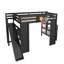 Lit mezzanine double en bois avec bureau intégré, glissade, panier de basketball et escalier avec rangement, noir-53347124