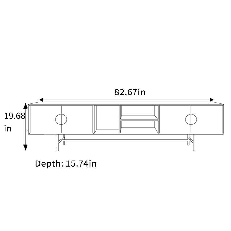 Creamy Iron TV Stand, White/Red, 82.67" W