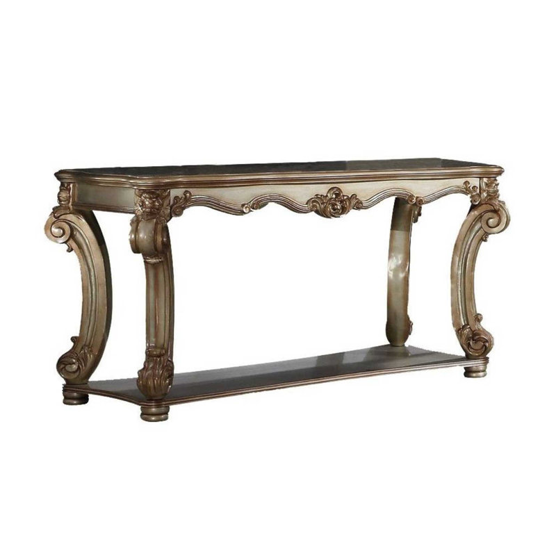 Carlene 58'' Solid Wood Top Console Table, Gold Patina, 30" H x 56" W x 23" D