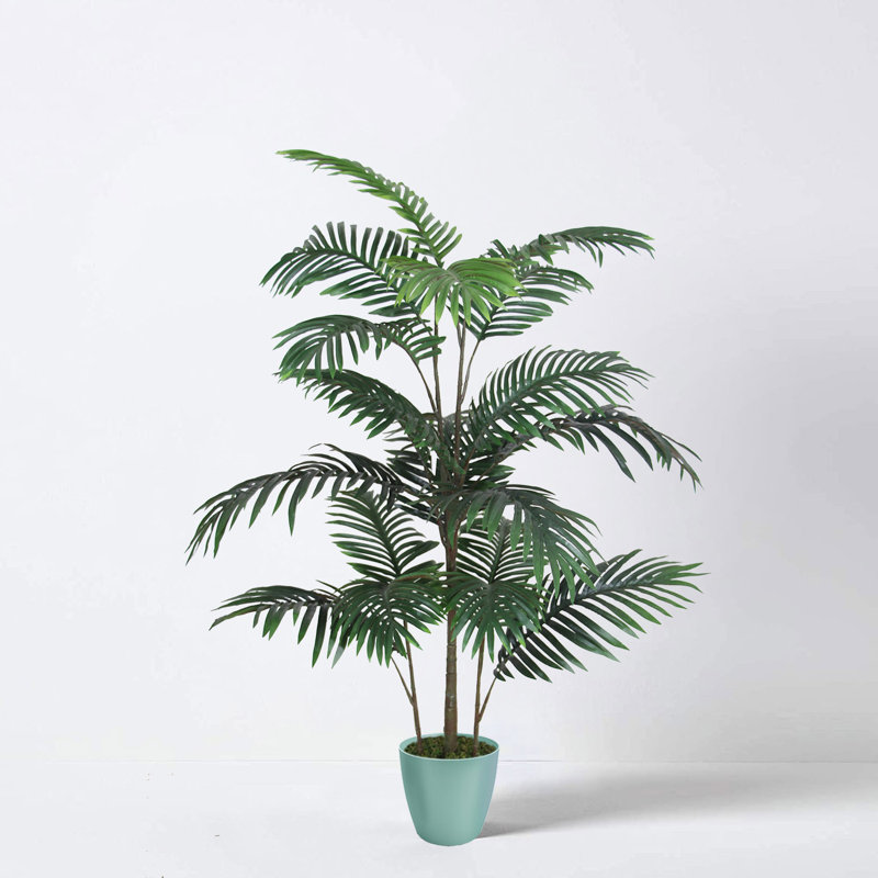 Faux Palm Plant in Planter, 120cm H x 75cm W x 20cm D, Green